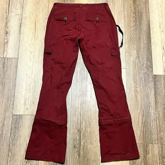 Vtg Abercrombie Fitch Convertible Cargo Pants Womens 6 Low Rise Red Flare 90s - Picture 6 of 11